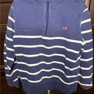 Vineyard Vines Kids Blue and White Striped 1/4 Zip Pullover